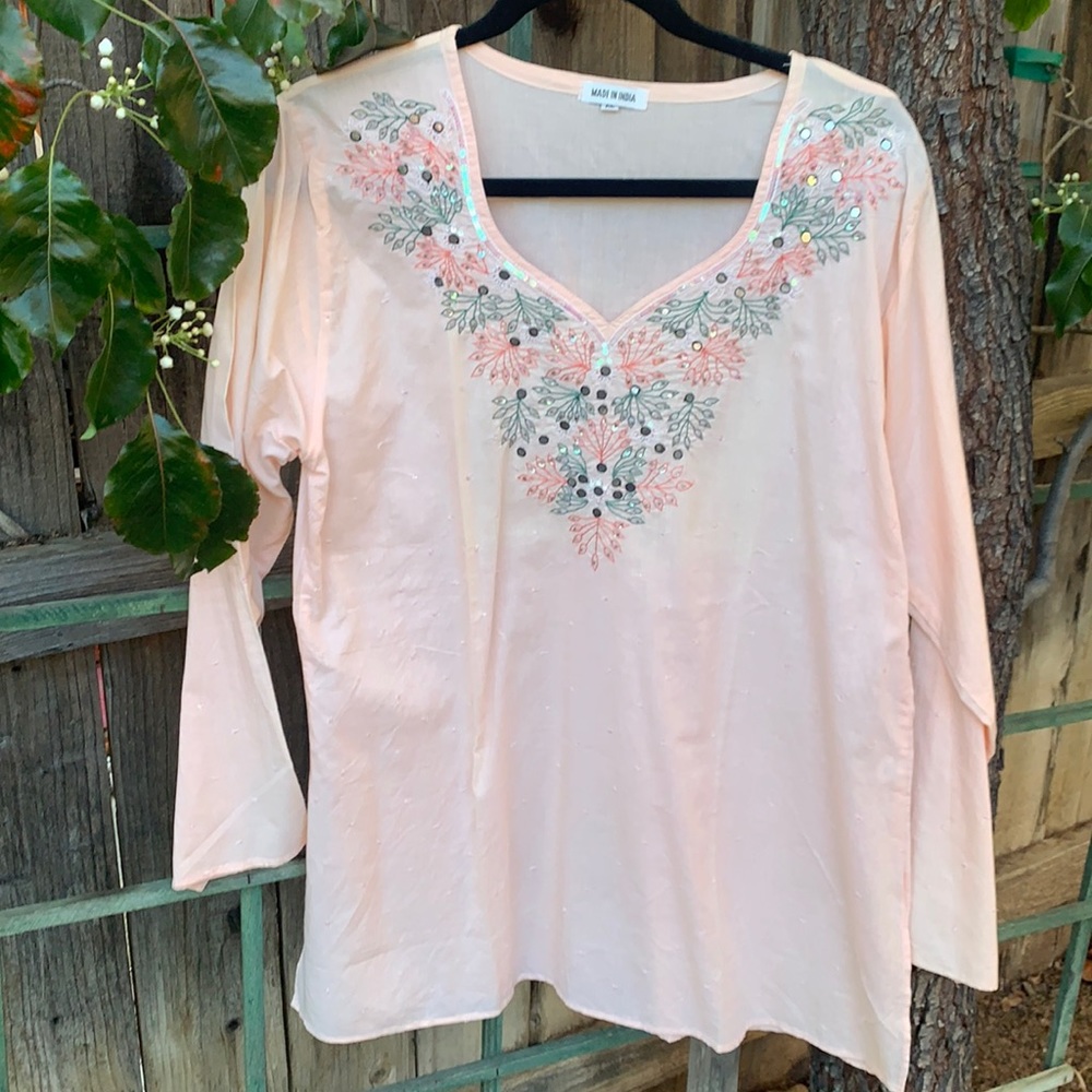 Beautiful beaded & Embroidered Blouse Light Pink